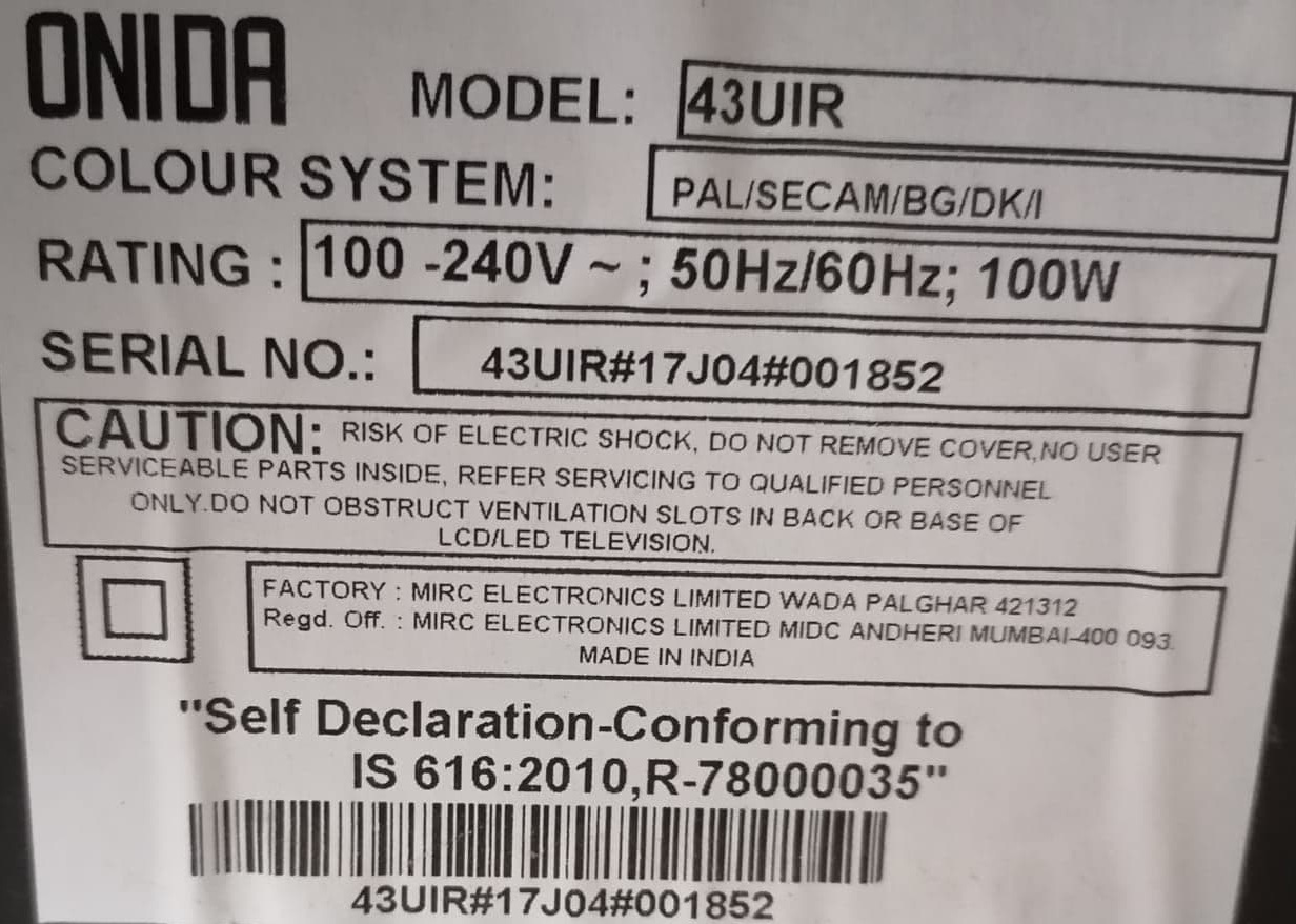 Onida 43Uir_Firmware