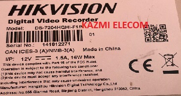 HIKVISION DS-7204HQHI-F1 REV1.3 DVR