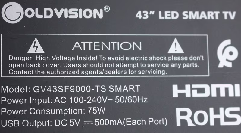 Goldvision Gv43Sf9000-Ts